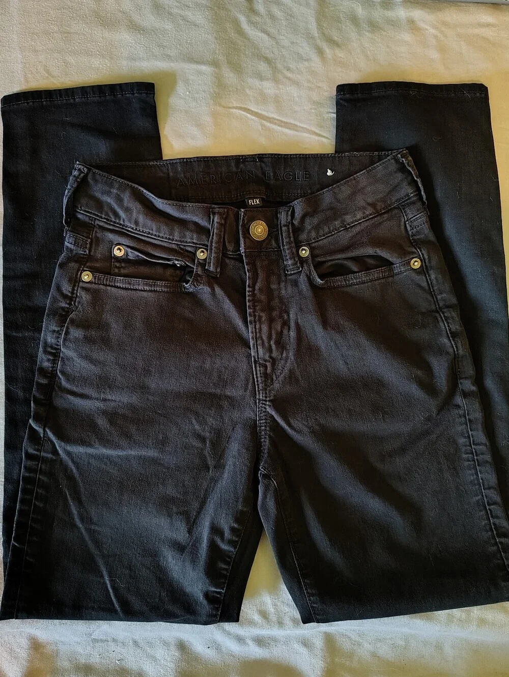 American Eagle Flex Black Denim Slim Jeans Mens 26x28